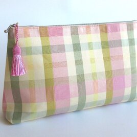 L ポーチ／ランジェリーケース　イタリア製ファブリック（ピンク）