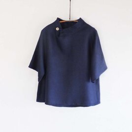 フレンチリネンのプルオーバー Button collarの画像