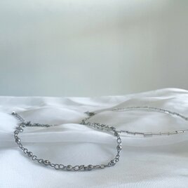 choker necklace　チョーカーネックレス　シルバーネックレス　ビーズネックレス　２本セット