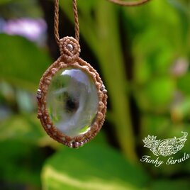 スモーキッシュなお花★ガーデンクォーツ マクラメペンダントgarm101