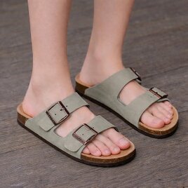 本革サンダル グレー レディース メンズ ご主人誕生日 父の日 ギフト 牛革 本革 メイドインベトナム サンダル