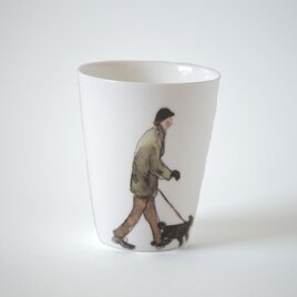 コップ「男性と犬」ボーンチャイナ 箱付きの画像