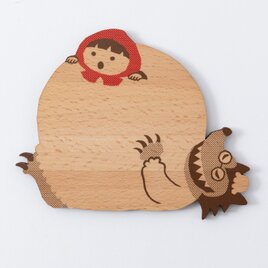 動物雑貨・どうぶつモチーフ｜木製コースター【おおかみ】