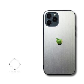 【まるで金属のようなiPhoneケース】 iPhoneケースカバー（シルバー×ブラック）青リンゴ　耐衝撃15/14/13/12~の画像