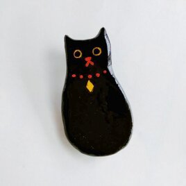 猫　ブローチ　黒猫の画像