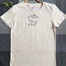 珈琲好きのオオカミTシャツ  -no coffee no life-  【Girls M】の画像