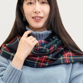 ●25％OFF・販売終了SALE● +3℃発熱 上質マフラー タータン 黒 赤 ●ISLAY-CHELSEA●