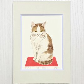 猫×四角Ⅰ／紙版画・ステンシル（作品のみ）の画像