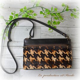 レザー：千鳥柄　サコッシュバッグ