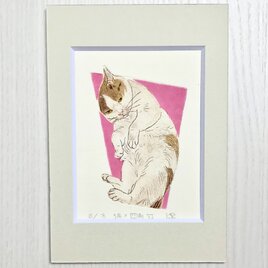 猫×四角Ⅵ／紙版画・ステンシル（作品のみ）の画像