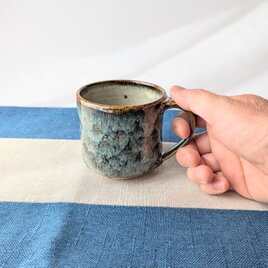 ブルーグリーンのマグカップ　　【手仕事　和　陶器　宇宙　コーヒーカップ】
