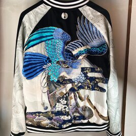 着物リメイクスカジャン リバーシブル 振袖リメイク 和服