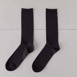リネンニット ソックス（ブラック）28-30cm ビッグサイズ