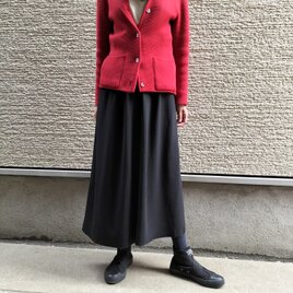 イタリア製ウール『すらっと細見え♥マストなブラックウール』マキシ丈・台形ロングスカート【M~3L】