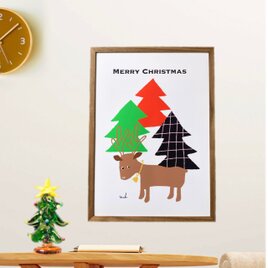 【クリスマスポスター】【クリスマス】絵本みたいなトナカイのMerryMerry Chirstmas☆＊インテリア＊A4
