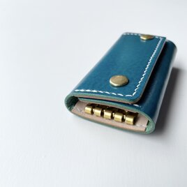 basic key case 4連 琉球ブルー 革 キーケースの画像