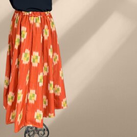 ウール紬のギャザーフレアスカート (C110)の画像