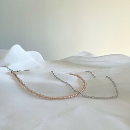 choker necklace　チョーカーネックレス　シルバーネックレス　ビーズネックレス　２本セットの画像