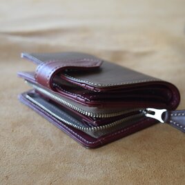 高級イタリアンレザー使用　ミドルサイズ財布　チョコ×モストの画像
