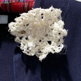 きびそ（生皮苧）　手編みモチーフブローチ（2WAYタイプ）　純国産の画像