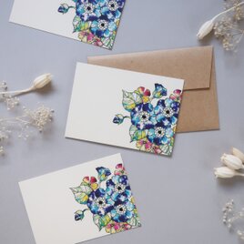 ミニメッセージカード　8枚セット（封筒付き）【Blue flowers】04の画像
