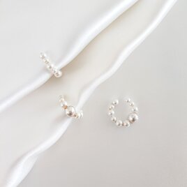 【オンライン限定セール】[イヤカフ] white×silver-pearlの画像