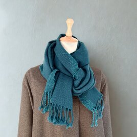 ブルーグリーンの大判ストール