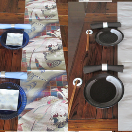 r87　飾り軸付　 223x31cm　帯 テーブルランナー　おしゃれ　テーブルランナー　リメイク