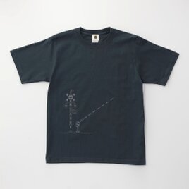 鉄道Tシャツ｜踏切 （ Slate Blue × Dark Gray ） 鉄道グッズ ギフト 父の日 プレゼントの画像