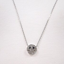【受注生産】可愛いスマイルデザインのダイヤモンドネックレス☆ K18WGダイヤ ネックレス 0.15ct ホワイトゴールドの画像