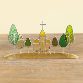 ステンドグラス　教会までの道（真鍮ベース）の画像