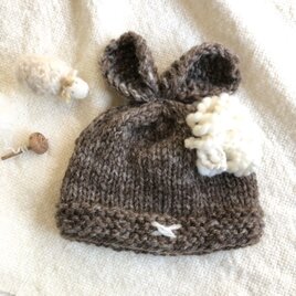 羊からの贈り物。NZ羊毛のベビーニット帽の画像