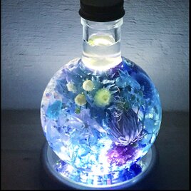 『神海の森（ライトセット）』プリザーブドフラワーとクリスタルのメルヘンハーバリウム ライト