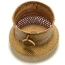 竹　籠編み　鉢カバー　小物収納　送料無料の画像