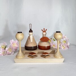 サクラ材のおひな飾り　ひな人形　おひなさま　桃の節句　無垢材　木製