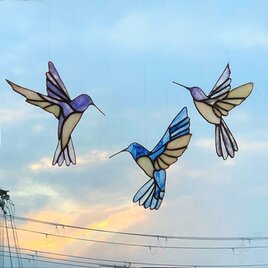 ステンドグラス サンキャッチャー ハチドリ ～Hummingbird～ 3羽セットの画像