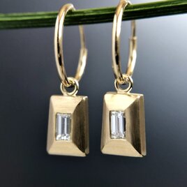 K18YG diamond hoop earrings （pair）- Frames-の画像