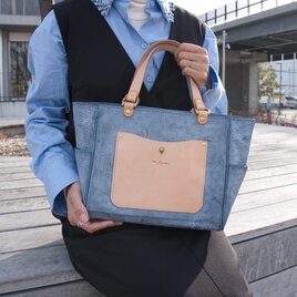 本革 ミニトート ブルー 牛革 レディース 【ランチやお出かけに】