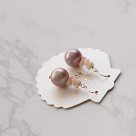 ♦︎希少！♦︎エジソンパールと桃珊瑚のSeaピアス/イヤリング