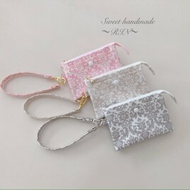 レジ袋ポケット付き！小銭入れポーチ（ラミネート）【ダマスク】の画像