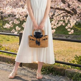 小ぶりでカワイイ♪ちょっとお出掛けかごバッグ☆アタバッグ ハンドバッグ　紅葉