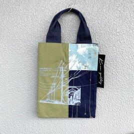 kieu◆一点もの❗️コラージュ遊びのバッグ(紺色×グリーン)の画像