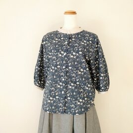 Botanical flower blouse ネイビー Ｍ～Ｌサイズの画像