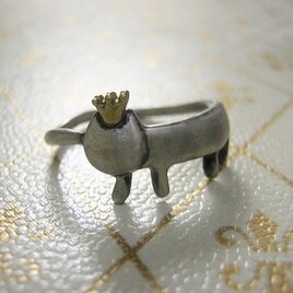 王様になったステネコくん ( 猫 ねこ キャット 王冠 指環 指輪 ゆびわ スターリングシルバー 925 刻印 名入れ )