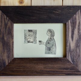 「羽やすみ」紙版画　の画像
