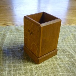 木のペンたて　袴付き　木象嵌３つデザイン