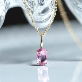 【送料無料】K18 ロードライトガーネットオーバルカット スライドチェーンネックレス 45cm