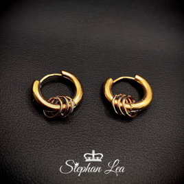 ◆Stephan Lea◆男女兼用アレルギー対応〜ゴールド3リングフープピアス