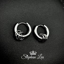 ◆Stephan Lea◆男女兼用アレルギー対応〜シルバー3リングフープピアス