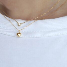 【送料無料】K18 ハート スライドチェーンネックレス 45cm